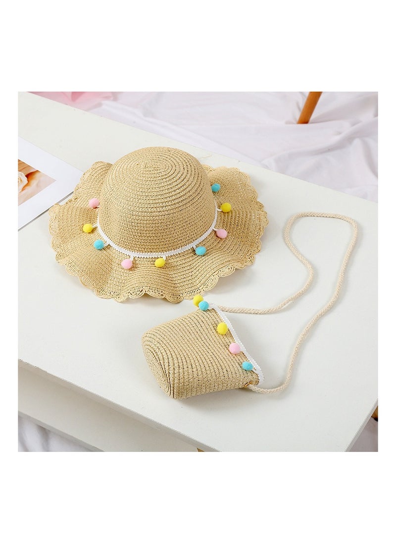 KUYING New Children's Cool Hat Rope Ball Bag Set Sunshade Hat 