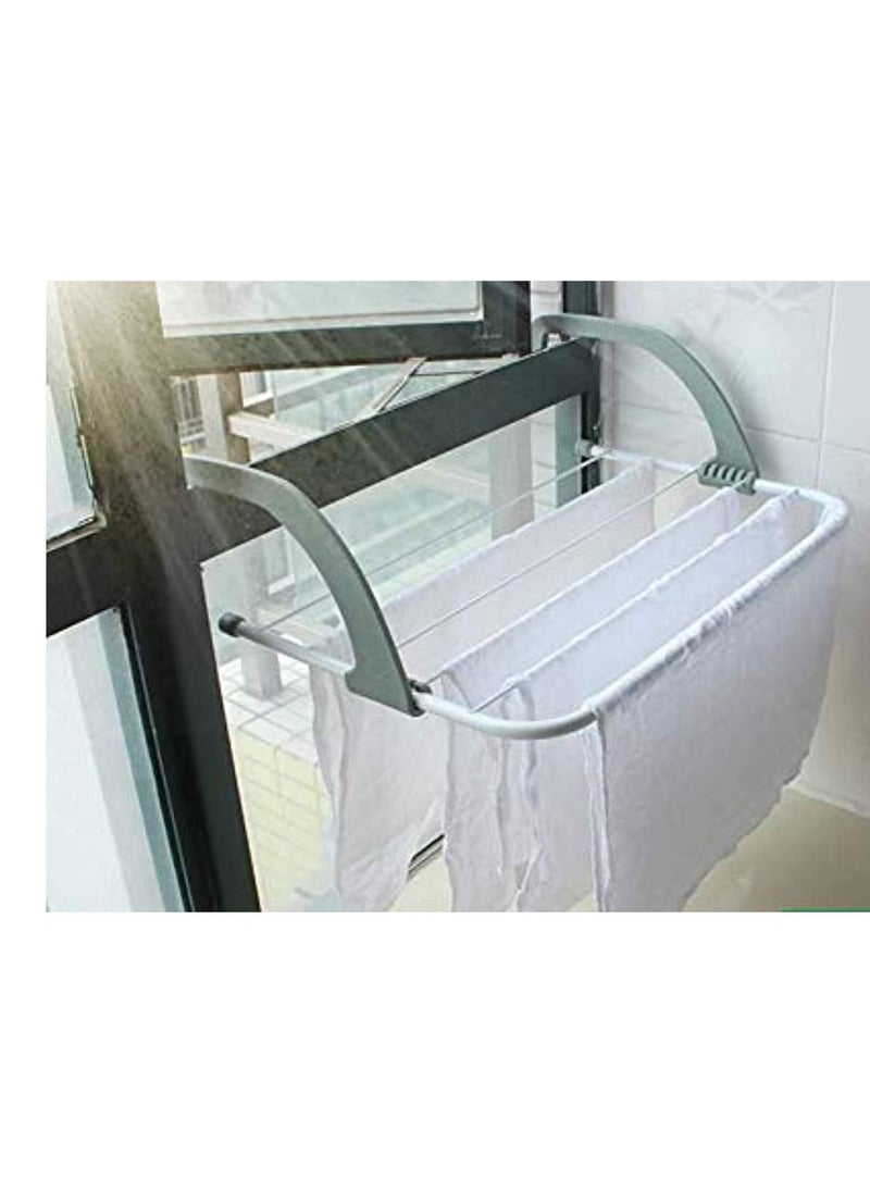 Generic - Multi Purpose Folding Drying Clothes Rack Balcony Window Towel Hanger, Grey, 36912-Na - Image 1