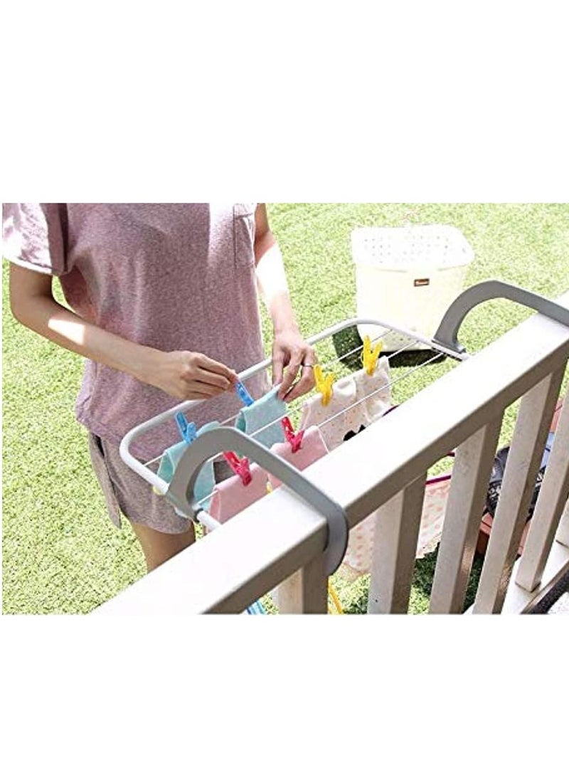 Generic - Multi Purpose Folding Drying Clothes Rack Balcony Window Towel Hanger, Grey, 36912-Na - Image 1