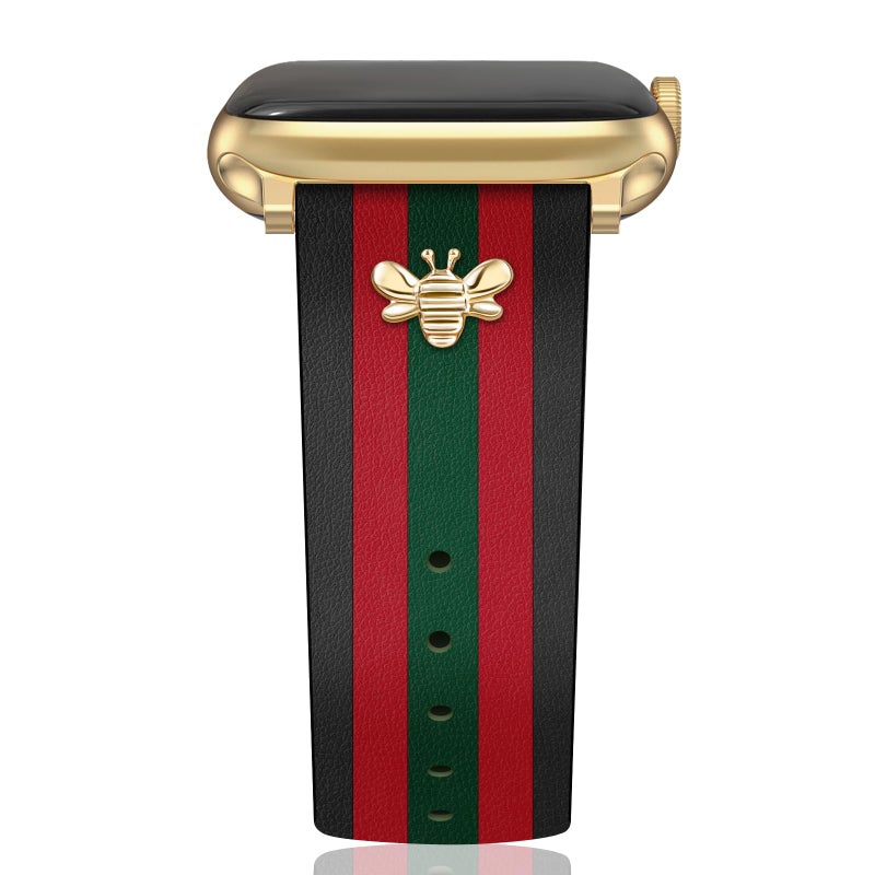 MOINSPIRE Designer Leather Bands with Charms Compatible with Apple Watch Band 42mm(S3/2/1) 44mm 45mm 46mm 49mm Women Men Genuine Leather Elegant Strap for iWatch Series 11/10/9/8/7/6/5/3/2/1/SE/Ultra - Image 1
