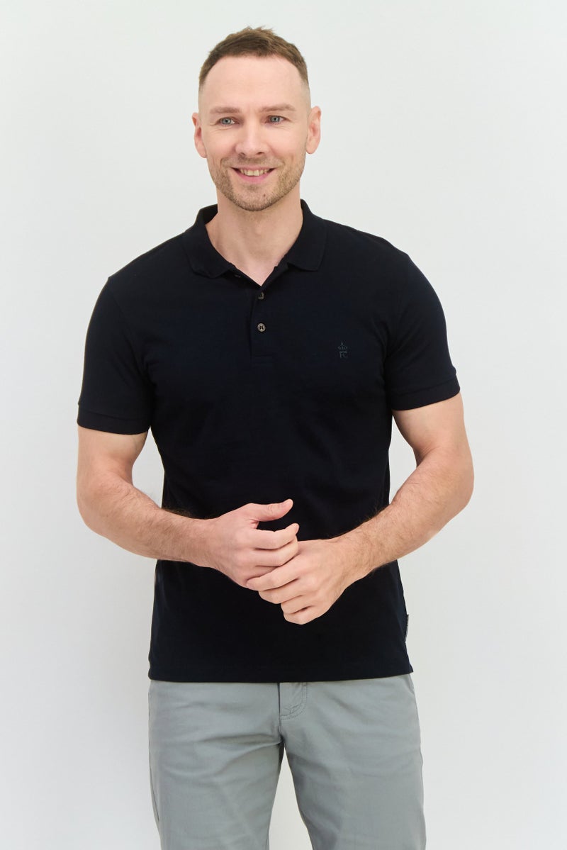 French Connection Men 3 Pieces Regular Fit Brand Logo Short Sleeve Polo, Navy - Image 4