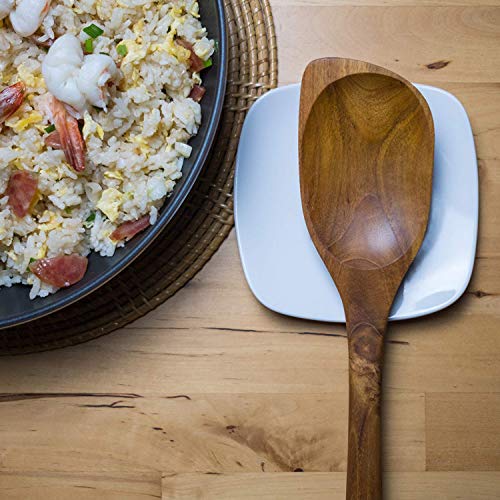 FAAY 13.5” Left-Handed Corner Wooden Spoon – Angled Teak Cooking Utensil for Left-Hand Use, Ergonomic Scraper & Stirring Spoon, Handcrafted Thai Teak, Safe for Nonstick Cookware - Image 4