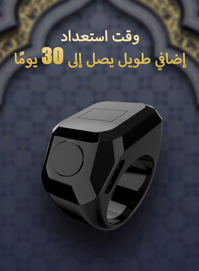 BSTWSH Smart Tasbih Zikr Ring Muslim Prayer Prayer timing reminder OLED display Tasbih Counter Smart Ring Wearable Technology Waterproof Black 22mm - Image 3