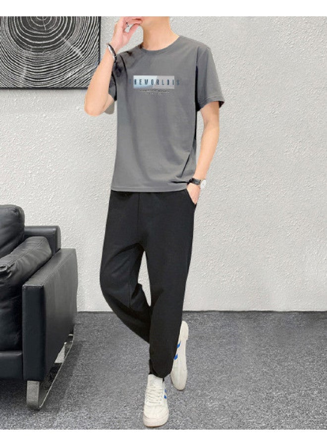FOLUNSI summer Men's Outfit Lightweight Short-sleeve T-shirt With Straight Pants Casual Sportswear Set For Men - Image 1