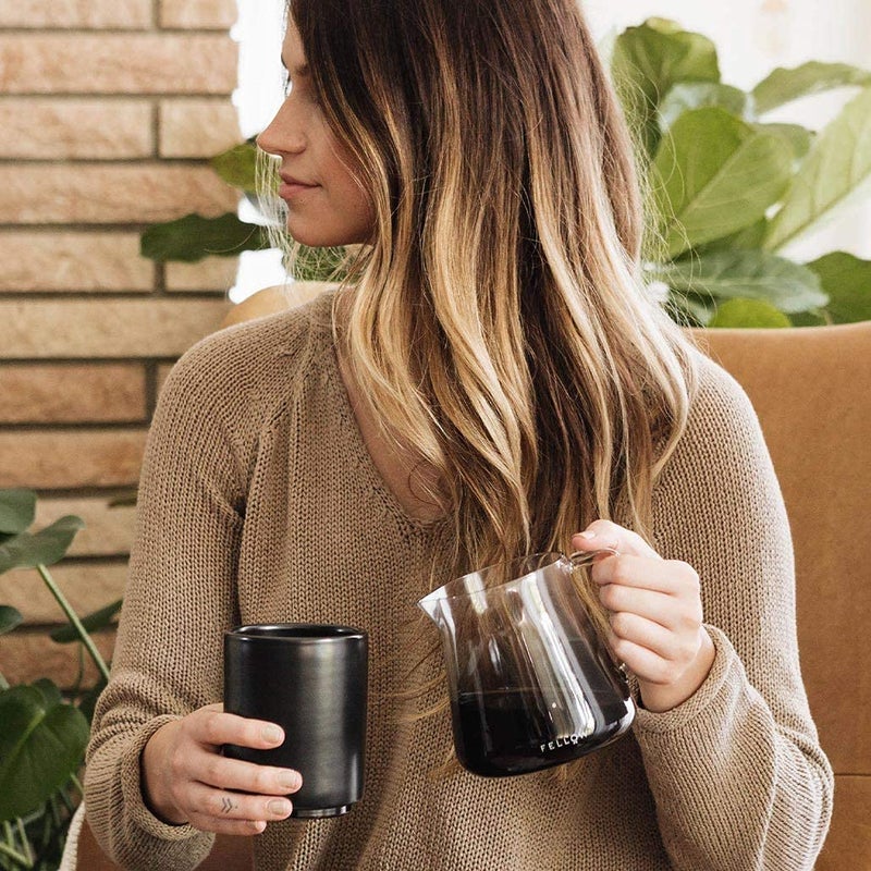 Fellow Mighty Small Glass Carafe - Manual Pour Over Coffee Beaker and Tea Steeper, Borosilicate Glass Decanter, 16.9 oz Smoke Grey Container - Image 5