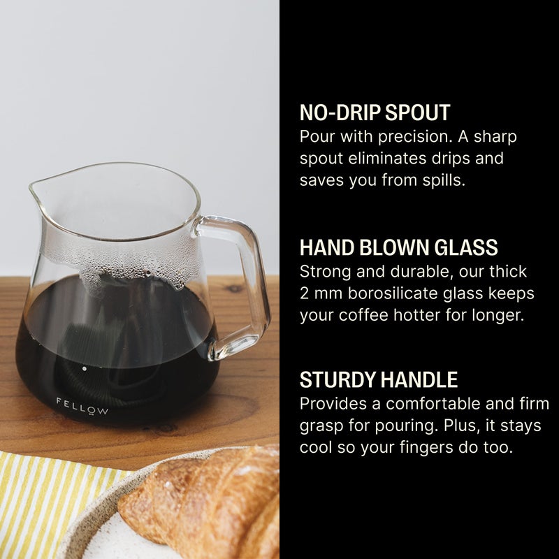 Fellow Mighty Small Glass Carafe - Manual Pour Over Coffee Beaker and Tea Steeper, Borosilicate Glass Decanter, 16.9 oz Smoke Grey Container - Image 2