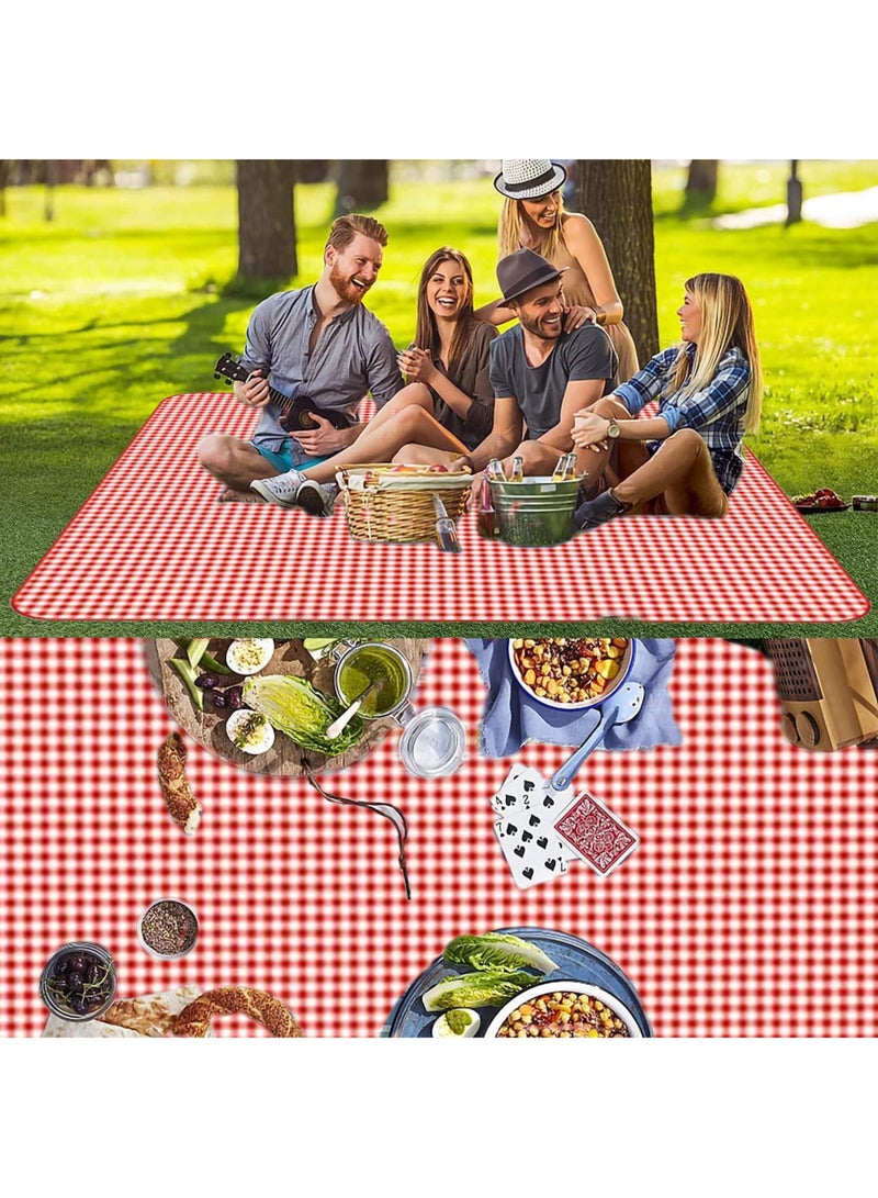 Jourvent Extra Large Picnic Outdoor Blanket, 200*300cm Waterproof Foldable Blankets Gingham Picnic Mat for Beach, Camping Grass Lawn Park Accessories(6-10) People - Image 3