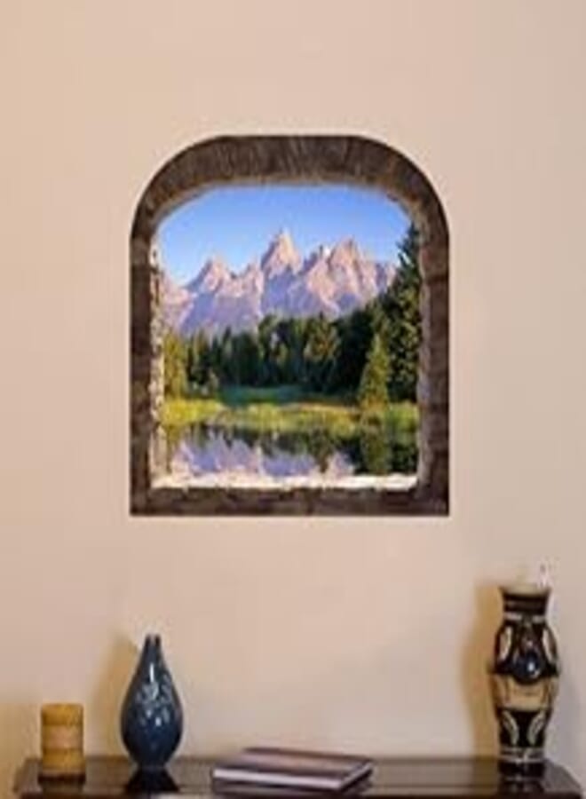 Decorative 3D effect sticker - Morning mountain reflection (60x60cm) 