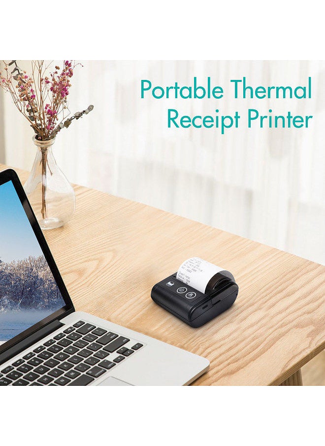 Generic - Portable Mini Thermal Receipt Printer USB & BT Connection 2 inches 57mm Wireless Printer High Speed with 1 Roll Paper Inside Compatible with iOS Android Windows for Restaurant Sales Retail Shop - Image 1