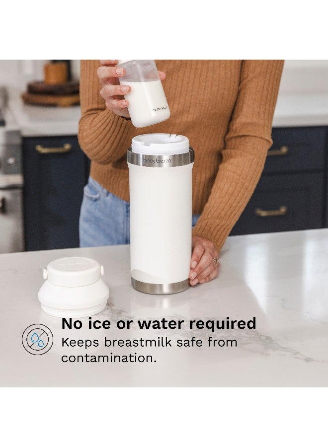 Baby Brezza All-Day Breastmilk Cooler 600ml - Keeps Breastmilk Cold For Up To 24 Hours. Double-Insulated Stainless Steel Thermos Holds Two 360° Ice Packs That Surround Two 300ml Milk Storage Bottles. Easy To Use. Carry Handle - Image 5