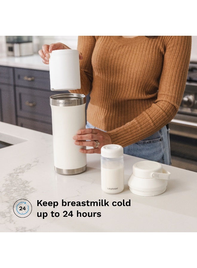 Baby Brezza All-Day Breastmilk Cooler 600ml - Keeps Breastmilk Cold For Up To 24 Hours. Double-Insulated Stainless Steel Thermos Holds Two 360° Ice Packs That Surround Two 300ml Milk Storage Bottles. Easy To Use. Carry Handle - Image 2
