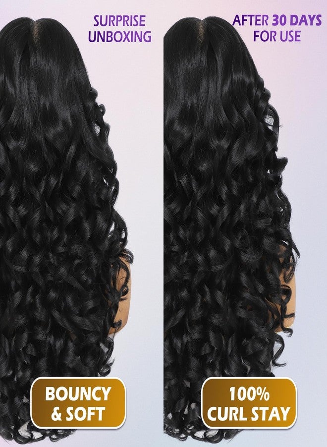 Felek 13x6 Synthetic Lace Front Wig Loose Wave HD Transparent Lace Frontal Wigs Pre Plucked Wear and Go Glueless Wigs for Black and White Women 24 inch Long Curly Wig Off Black 1B - Image 5