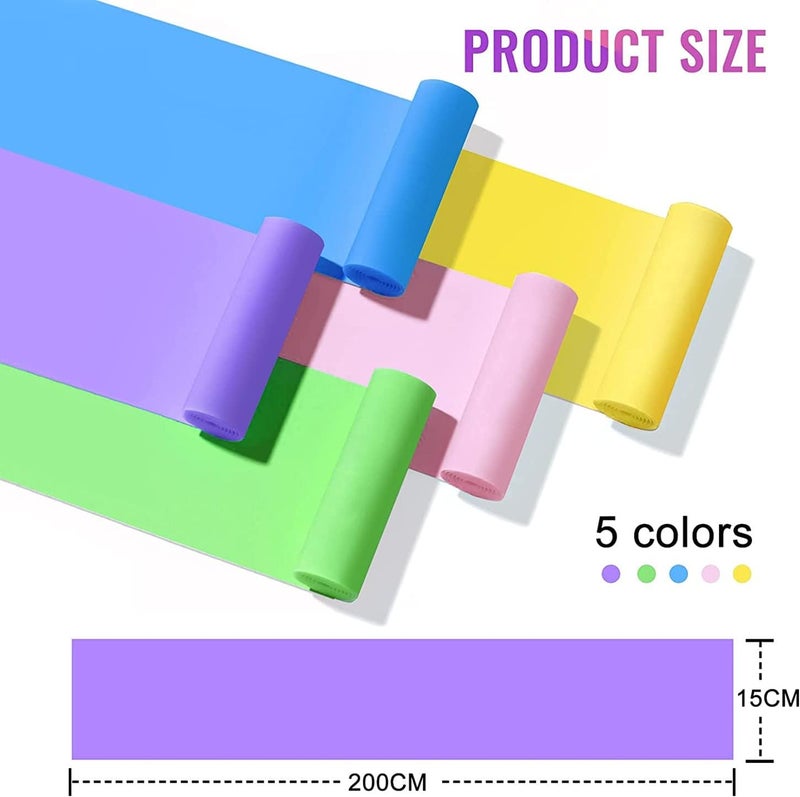 Cyber Latex Resistance Exercise Band 5Pcsexercise Bands For Physiotherapy, Strength Training & Fitness Workouts, Pilates, Stretching And Yoga Physical Therapy Fitness - Image 3