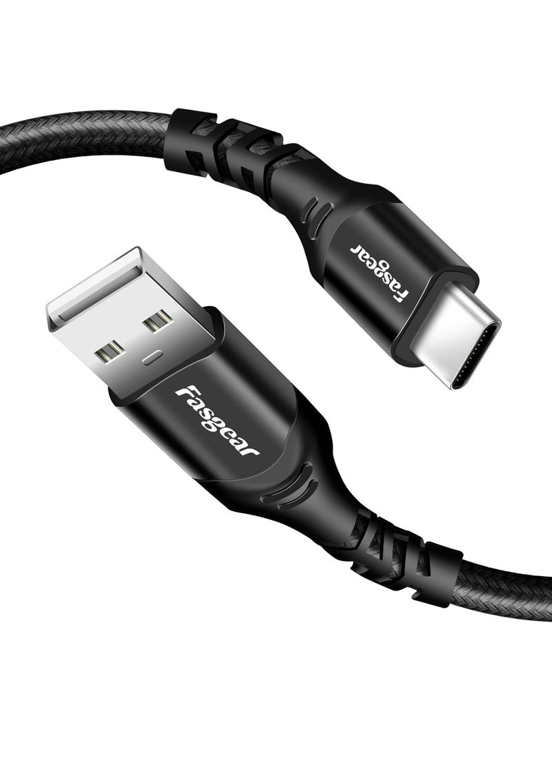 Fasgear Usb C To Usb 2.0 Cable 1 Pack 6Ft Usb Type C Nylon Braided Usb C Fast Charging Cable Compatible With Samsung S9 S9 Note 9 Note 8 A70 A50 Oneplus 7 Pro 7 Redmi Note 7 Huawei P30 Lite Black  - Image 1