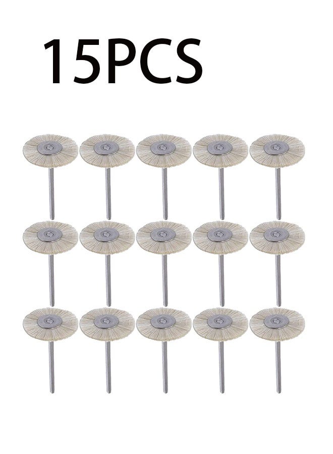 15 Pcs White Mini Wire Brush Wheel Nylon Bristle Polishing Wheel 3mm Shank for Dremel (T Shape) - Image 1