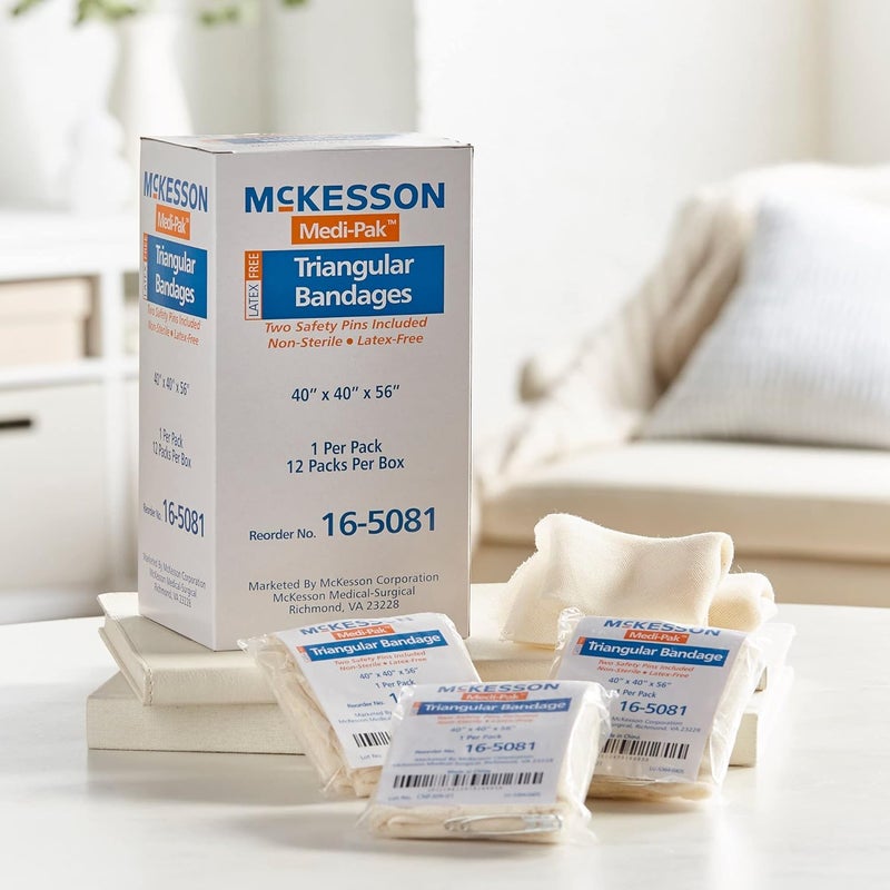 McKesson ضمادة مثلثية من مكيسون خالية من اللاتكس مصنوعة من القماش 40 بوصة × 40 بوصة × 56 بوصة 12 قطعة 1 عبوة - Image 5