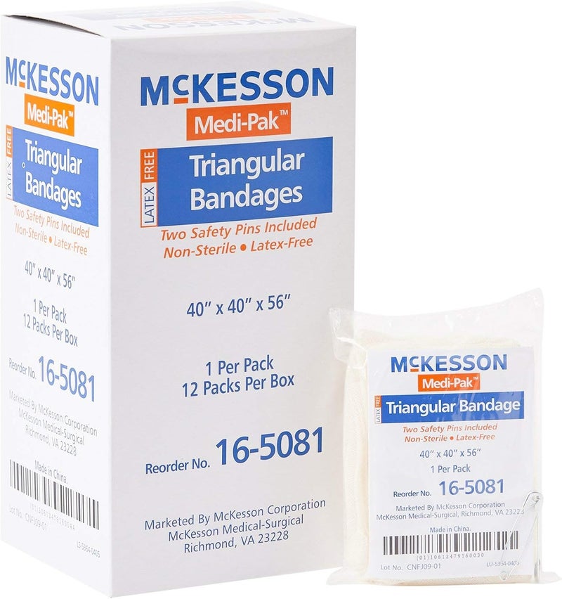 McKesson ضمادة مثلثية من مكيسون خالية من اللاتكس مصنوعة من القماش 40 بوصة × 40 بوصة × 56 بوصة 12 قطعة 1 عبوة - Image 1