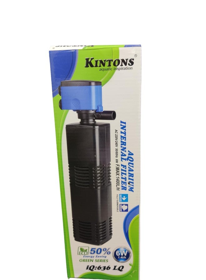 Kintons 50% Energy Saving Aquarium Internal Filter for Freshwater & Marine Aquarium (IQ-636 LQ (6w- 1400L/H)) - Image 1