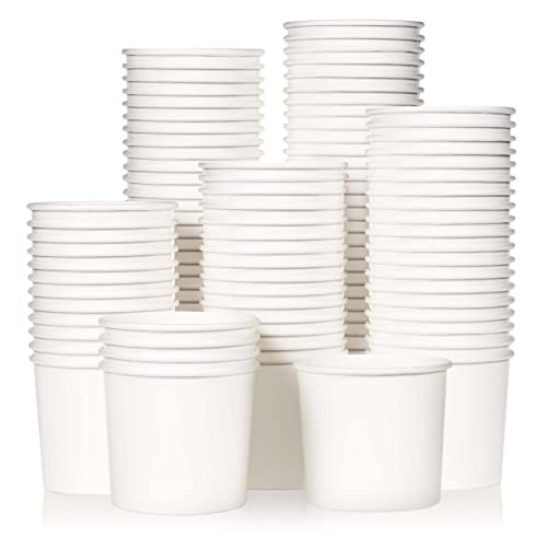 MATICAN Paper Ice Cream Cups  100Count 11Oz Disposable Dessert Bowls for Hot or Cold Food 11Ounce Party Supplies Treat Cups for Sundae Frozen Yogurt Soup White
