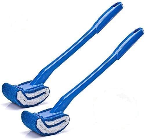 JWCE Toilet Brush Bowl Brush - Scratch-Free Curved Good Grip Easy to Use Deep Cleaning No Scratching, Anti-Splashing Easy to Store (2pc Blue) - Image 2