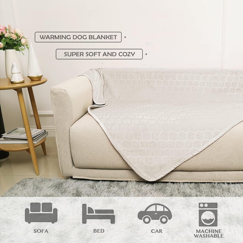 fuguitex Waterproof Dog Blanket Bed Cover Dog Crystal Velvet Moroccan Fuzzy Cozy Plush Pet Blanket Throw Blanket for Couch Sofa(82 * 102 inch, Cream+Beige) - Image 5