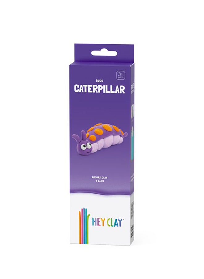 HEY CLAY DIY Caterpillar Plastic Creative Modelling Air-Dry Clay For Kids 3 Cans  - Image 1