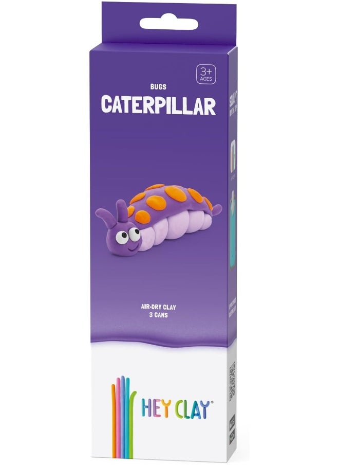 HEY CLAY DIY Caterpillar Plastic Creative Modelling Air-Dry Clay For Kids 3 Cans  - Image 3