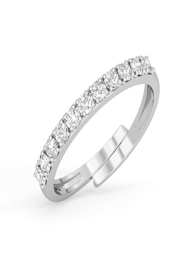 CLARA Pure 925 Sterling Silver Minimal Classic Finger Ring with Adjustable Band | Gift for Women Girls Wife Girlfriend | Swiss Zircon Rhodium Plated - Image 1