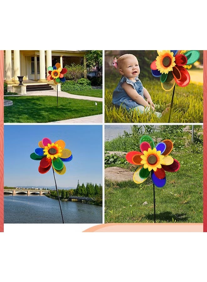3pcs الرياح الدوار,طاحونة الرياح زهرة Pinwheel دبوس عجلات للفناء حديقة الديكورات في الهواء الطلق,الزينات العشب الحركية عباد الشمس الفن ديكور صغير مصلحة كبيرة ديكور - Image 4