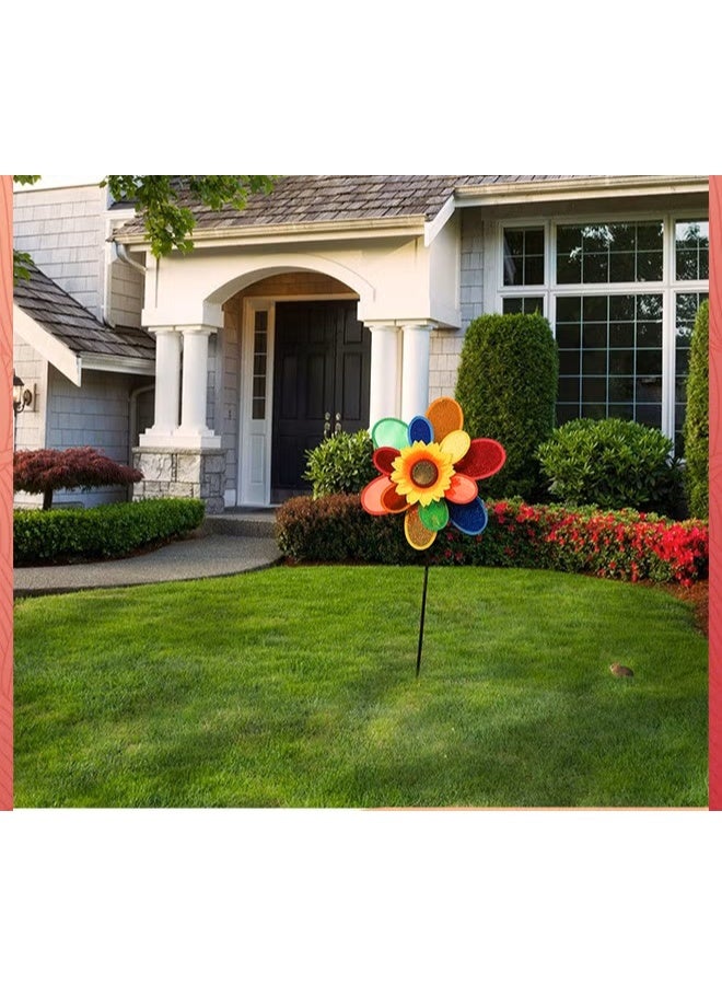 3pcs الرياح الدوار,طاحونة الرياح زهرة Pinwheel دبوس عجلات للفناء حديقة الديكورات في الهواء الطلق,الزينات العشب الحركية عباد الشمس الفن ديكور صغير مصلحة كبيرة ديكور - Image 5