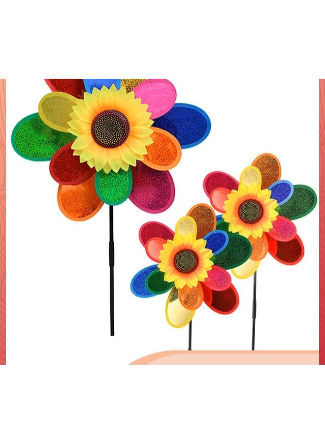 3pcs الرياح الدوار,طاحونة الرياح زهرة Pinwheel دبوس عجلات للفناء حديقة الديكورات في الهواء الطلق,الزينات العشب الحركية عباد الشمس الفن ديكور صغير مصلحة كبيرة ديكور - Image 1