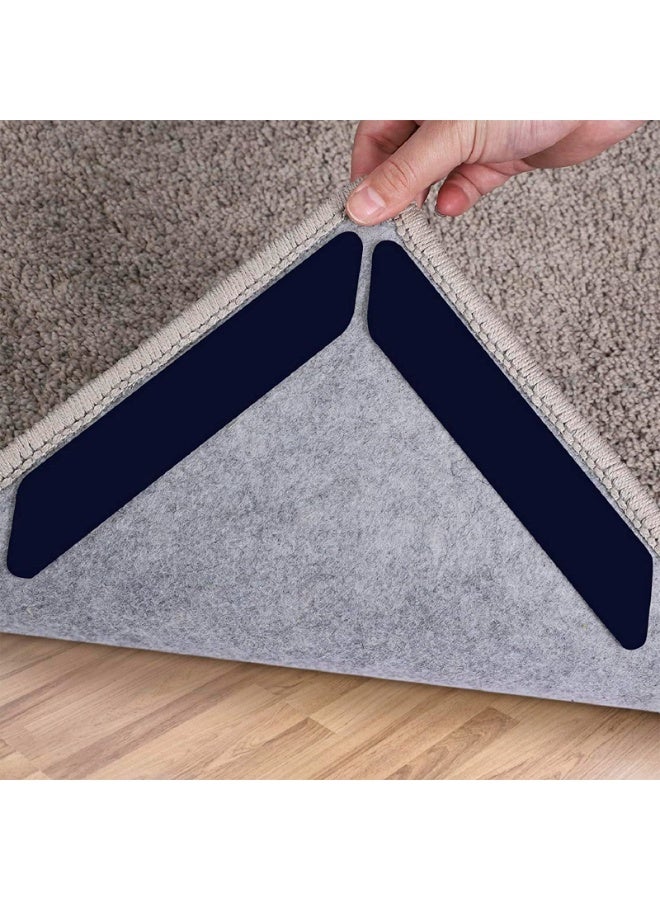 fantasize Rug Tape,16 Pcs Dual Sided Removable Washable Prevent Curling Rug Corner Holder,Keep Rug in Place Non Slip Adhesive Rug Stopper for Hardwood Floors and Tile - Image 1