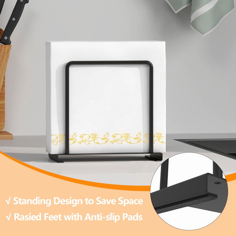 STWWO Napkin Holder for Table, Metal Napkin Holder for Kitchen Dining, Standing Paper Napkin Storage for Table Countertop, Black - Image 3
