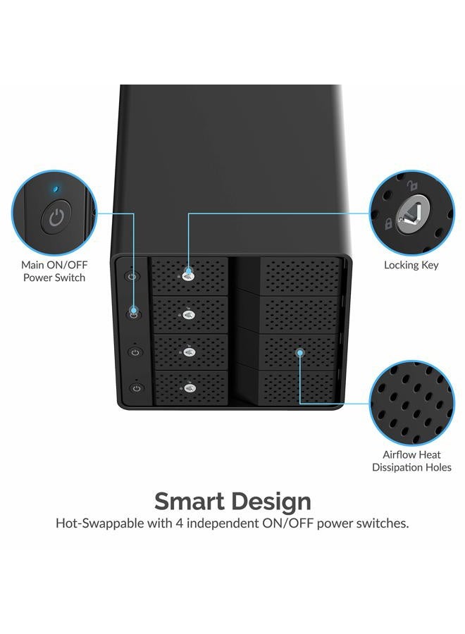 SABRENT محطة إرساء بدون صينية لأقراص SATA بحجم 3.5 بوصة من Sabrent USB 3.2 4-Bay (DS-SC4B) - Image 4