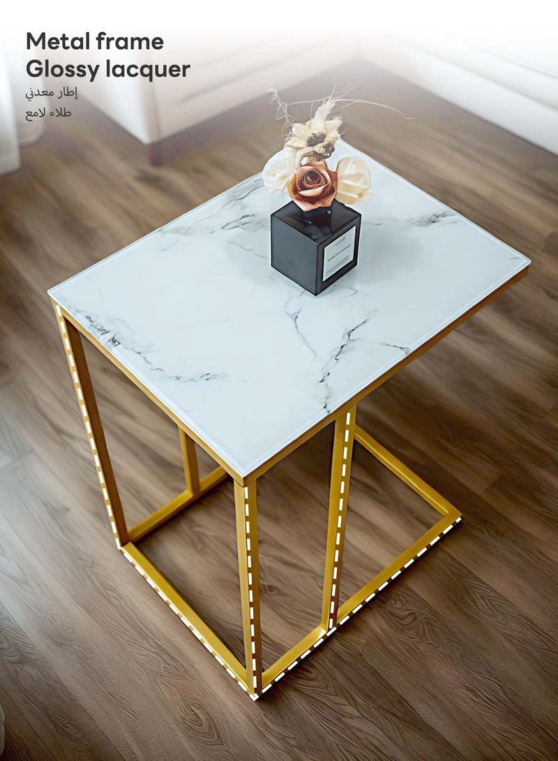 Sharpdo Square Coffee Table Simple Modern Living Room Home Tempered Glass Light Luxury Style Side Table 40*30*51CM - Image 5