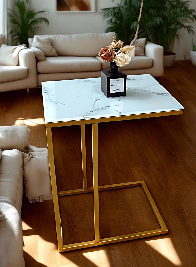 Sharpdo Square Coffee Table Simple Modern Living Room Home Tempered Glass Light Luxury Style Side Table 40*30*51CM - Image 4