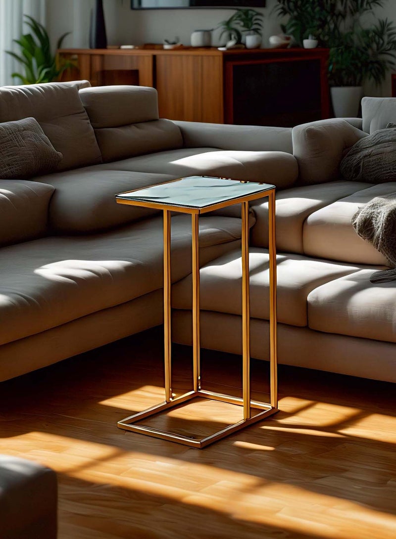 Sharpdo Square Coffee Table Simple Modern Living Room Home Tempered Glass Light Luxury Style Side Table 40*30*51CM - Image 3