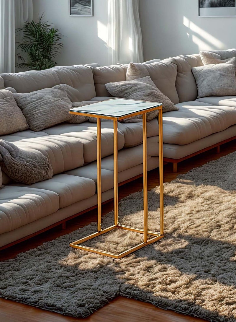 Sharpdo Square Coffee Table Simple Modern Living Room Home Tempered Glass Light Luxury Style Side Table 40*30*51CM - Image 2