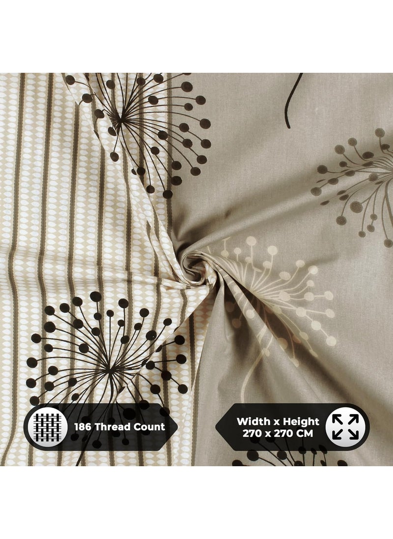 Story@Home Story@Home Bedsheet for King Size Bed | 186 TC | Beige | Floral | 1 Piece Cotton bedsheet for King Size Bed with 2 Pillow Covers (270 x 270 cm) Perfect for Home Decor & Gifting | Cotton bedsheet  - Image 4