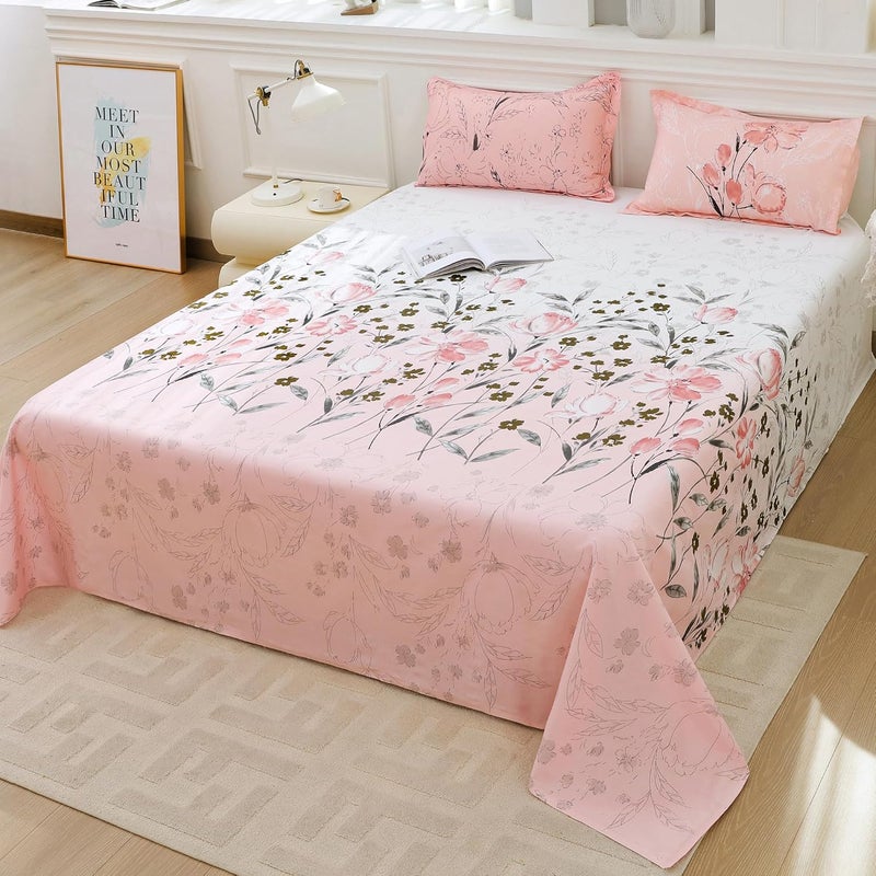 Story@Home Story@Home Bedsheet for King Size Bed | Cotton Bedsheet | Floral King Size Bed Sheet Cotton with 2 King Size Pillow Covers (270 x 270 cm, Peach) King bedsheet | Perfect for Home Decor | 240TC  - Image 4