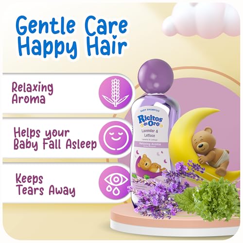 RICITOS DE ORO Lavender Baby Shampoo - Nourishes & Softens Hair, Calming Aroma, Includes Rattle Cup, Hypoallergenic & Tear Free, Promotes Better Sleep, Natural Lavender, Size 8.45 oz, 3-Pack - Image 3