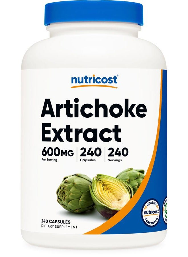 Nutricost مستخلص الخرشوف 600 ملغ، 240 كبسولة نباتية - خالية من الغلوتين، غير معدلة وراثيًا - Image 1
