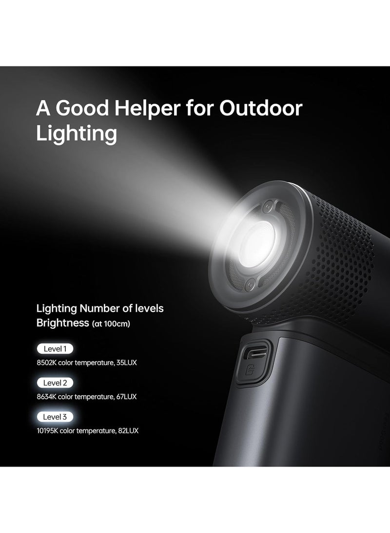 JISULIFE Portable Handheld Fan Ultra2, 9000mAh Max 25 Hrs, 5 IN 1, 100 Speed Turbo Fan Rechargeable 18W Power Bank with Flashlight, Metal Shell Multi-Function Travel Essentials Gifts for Men-Grey - Image 5