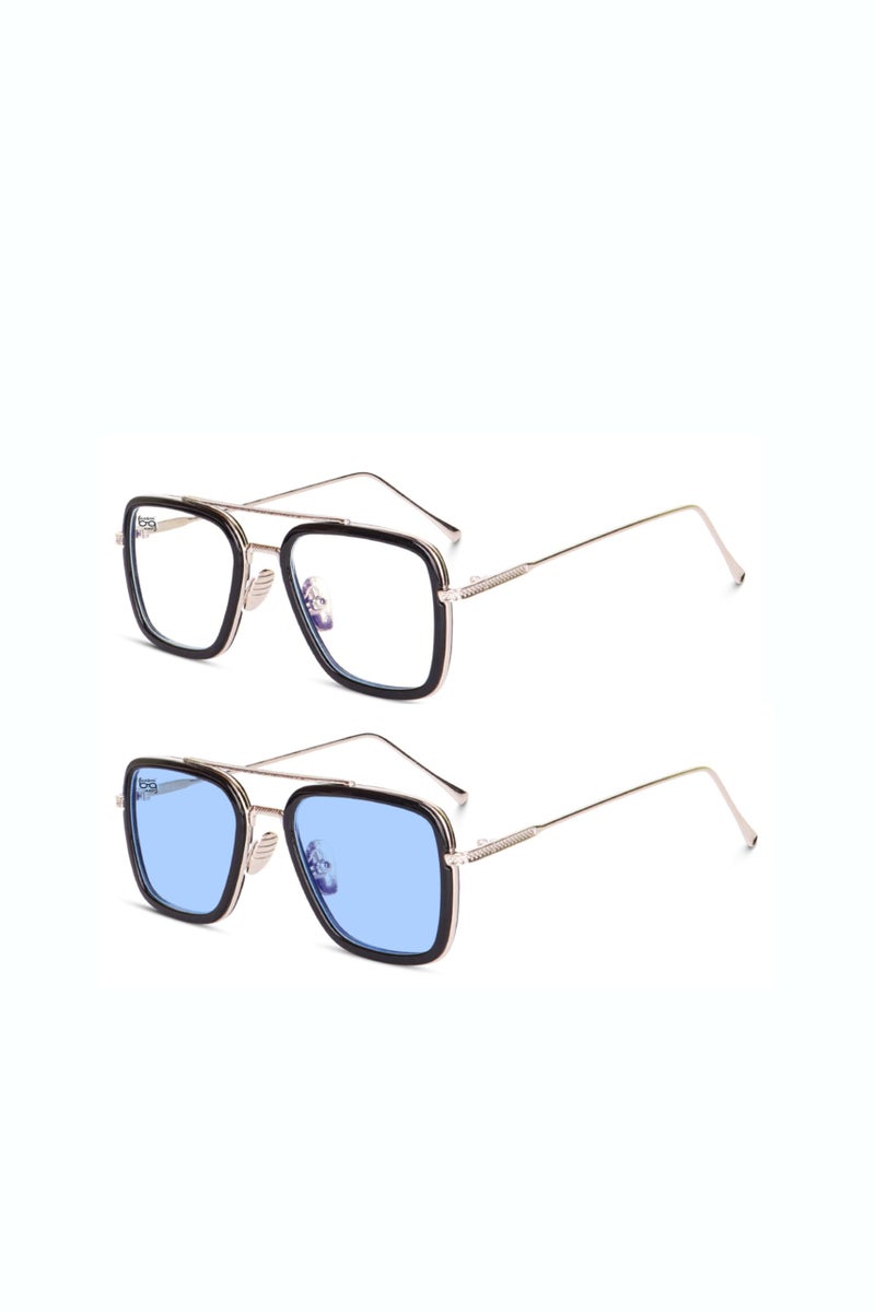 mashamart®Blue Light Blocking Computer Glasses Gaming Filter Transparent Square Eyeglasses for Eye Protection Men and Women, Tablet/Laptop/Mobile/TV, Anti-blue/Tony Stark/Aviator Frames COMBO of 2, - Image 2