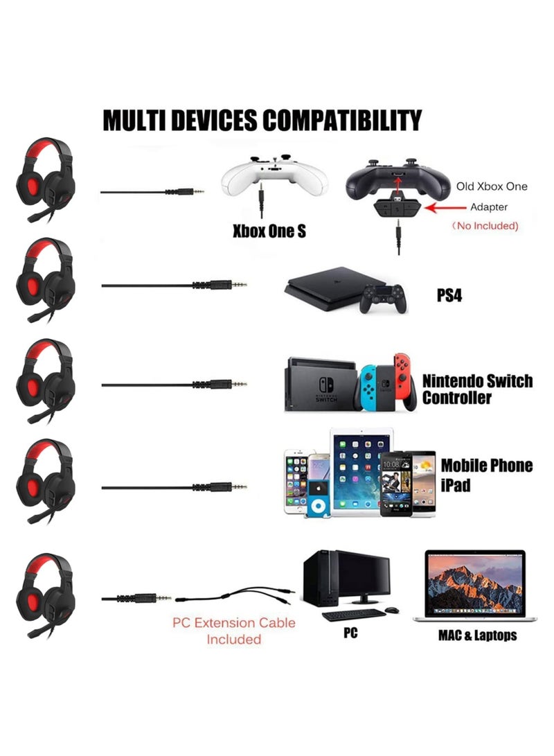 نوبو U3 3.5 ملليمتر سماعات الألعاب الرياضية للكمبيوتر، PS4، PS5، اللابتوب، Xbox One، Mac، iPad، Switch/اللعب على الكمبيوتر، سماعات على الأذن القابلة للتمديد ميكروفون تحكم الصوت مع الميكروفون - Image 3