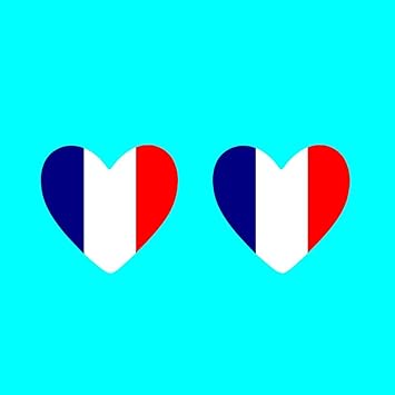 2 x France Flag Heart Temporary Tattoo French Day