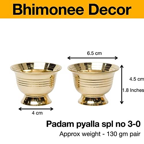 Bhimonee Decor | Pure Brass Padam Pyalla Diya | Deep, Deepak for Pooja Purposes | 1.8 Inches, 130 gm | Traditional Brass Diya for Home Temple - Image 5