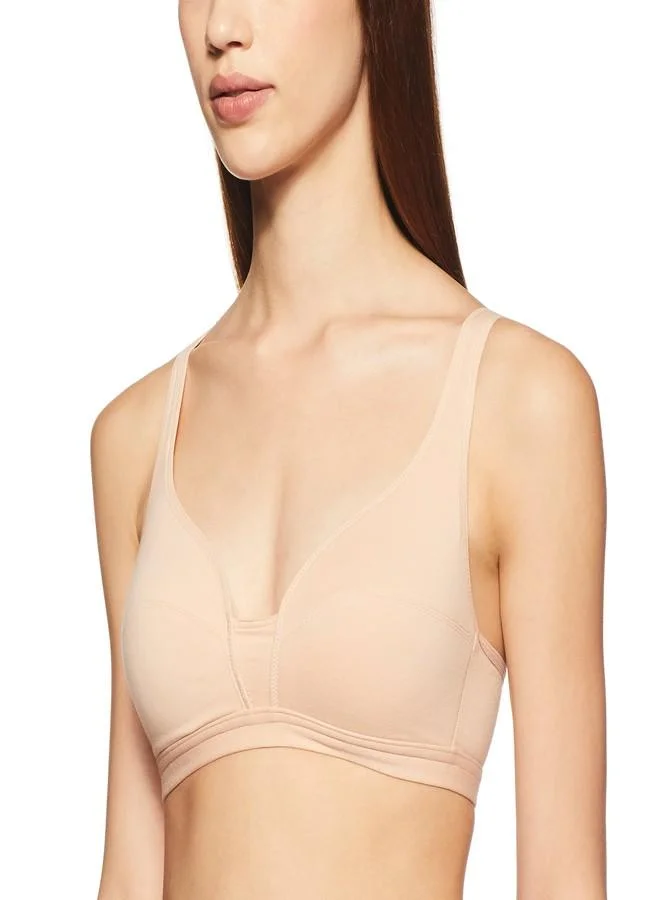 ترايامف Triumph International Women’s Non-Wired Cotton Bra | Minimizer 34B, Neutral Beige | Lightly Padded Full Coverage Bra for Young Girls & Teenagers | Comfortable Everyday Innerwear | Pack of 1