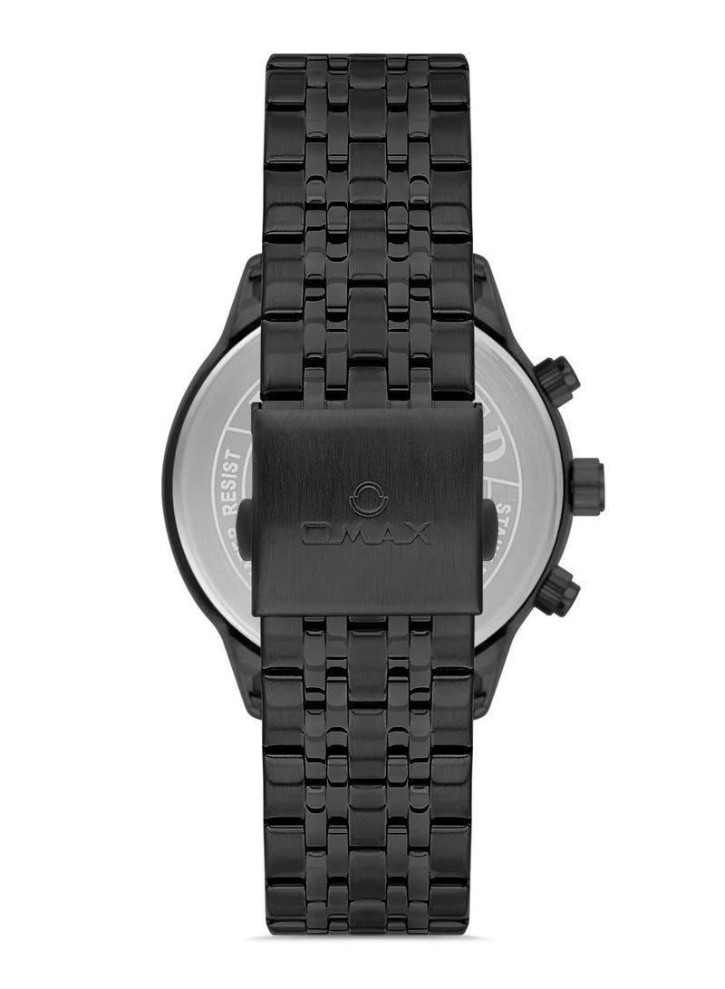 Omax Men's Black Luxury Wrist Watch, Watches for Men, Stainless Watches, Steel Band, Chronograph Round Dial, Waterproof Watch, 1 Year Warranty - Image 3