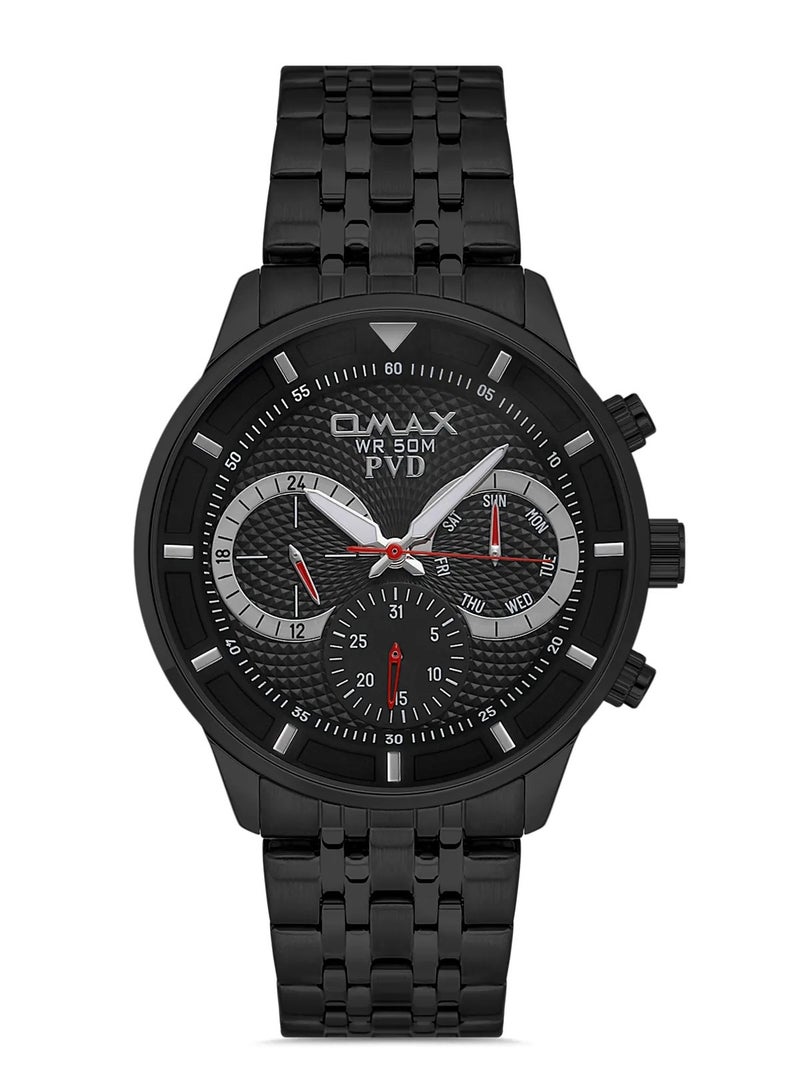 Omax Men's Black Luxury Wrist Watch, Watches for Men, Stainless Watches, Steel Band, Chronograph Round Dial, Waterproof Watch, 1 Year Warranty - Image 1